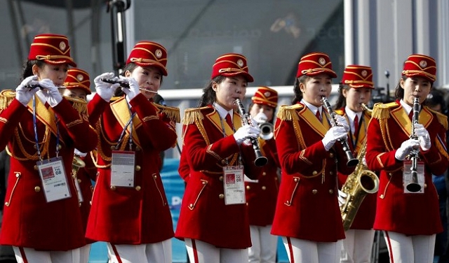 حفل استقبال مهيب لفريق كوريا الشمالية في الأولمبياد