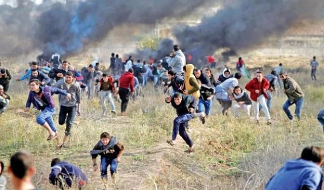 الاحتلال يستخدم طائرة مسيرة ويختبر أسلحة على المتظاهرين بغزة