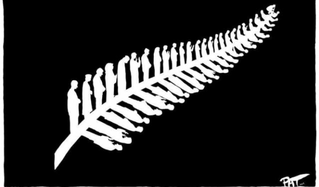 رمز العلم النيوزيلندي حاملًا بأوراقه 50 مصليًا