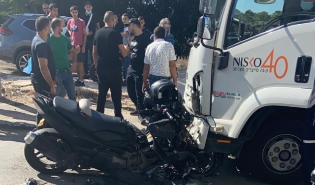 طمرة: إصابة حرجة في حادث بين شاحنة ودراجة نارية
