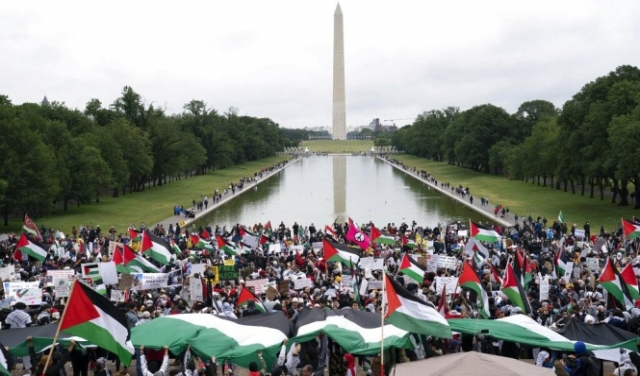 واشنطن: الآلاف يتظاهرون ضد عدوان الاحتلال الإسرائيلي