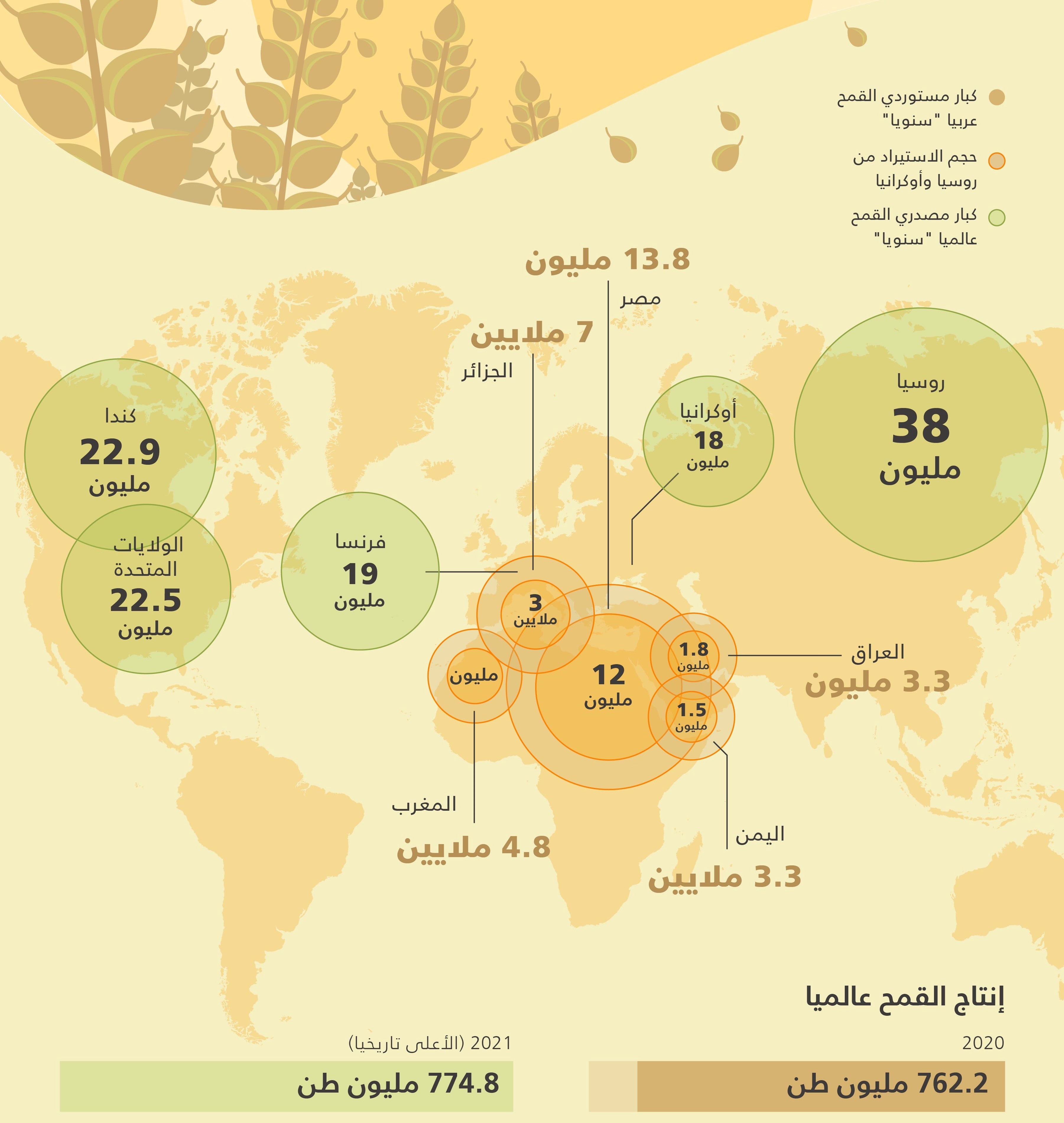حجم استيراد القمح في الدول العربية ( الأناضول )