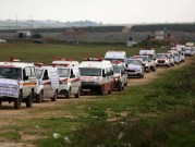 غزة: مسعفون يحتجون قرب السياج الحدودي على منع الاحتلال إدخال معدات طبية