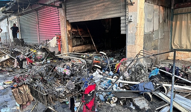 حيفا: النيران أتت على محل لبيع الأدوات المنزلية
