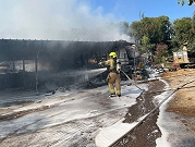 حريق بمصنعين ومحلات تجارية بالمنطقة الصناعية "هيركونيم" قرب بيتح تكفا