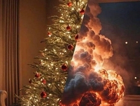 شجرة "الكريسماس" المحروقة وشيخ العيد