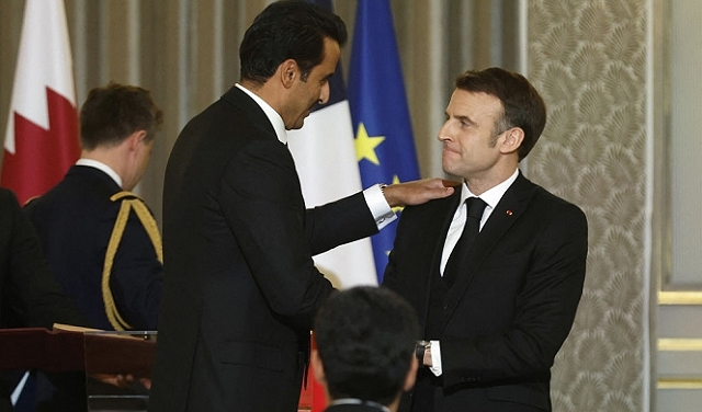 أمير قطر وماكرون يبحثان في فرنسا تطوّرات الحرب على غزة